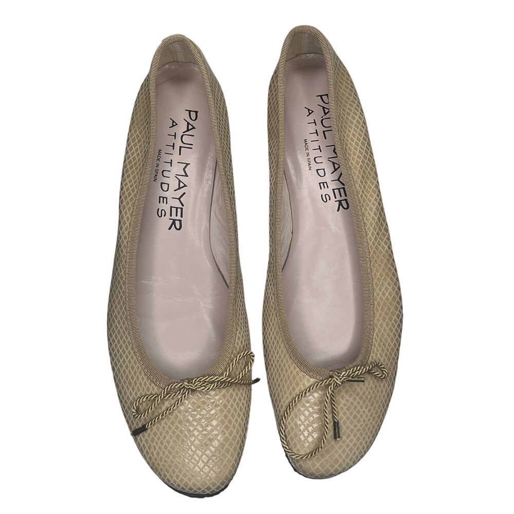 Paul Mayer Attitudes Women's Ballet Flats 8.5 B Country Beige Textured Leather